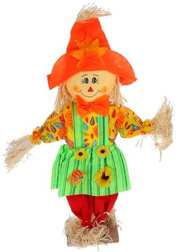 POPETPOP Deko Vogelscheuche Für Gartenpfähle Kleine Hofpfahl-Dekoration Stehende Puppe Für Veranda Herbst-Dekoration Erntedankfest-außenschmuck Rustikale Landhausstil-Puppe