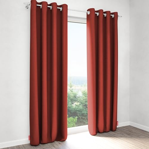 Schuette® Verdunklungsvorhang mit Ösen ● Century Black: Pumpkin Pie (Orange) ● 230x130cm Höhe x Breite (1 Stück) ● Blackout Vorhang Verdunkelung Knitterfrei Pflegeleicht Gardine Thermo Blickdicht