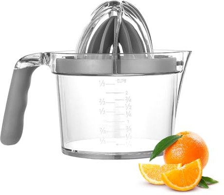 Pasdrucn 4 in 1 Presse Orange Manuel Plastique Presse Citron Manuel, Presse-Agrumes Citron Manuel 500ml Presse Agrumes Manuel en Plastique, Presse Fruit Manuel (Gris)