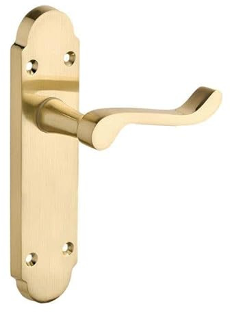 Designer Levers Brora Lever Door Handle, Brushed Brass, 1 Pair | For interior doors; lever latch handle; zinc construction; includes one pair of handles and suitable fixings.