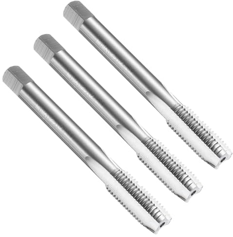 sourcing map Lot de 3 tarauds filetés à cannelure droite, M10 x 1,25, filetage métrique à vis métrique, taraudeuse, tarauds pour fraiseuse, acier rapide 6542 (HSS 6542)