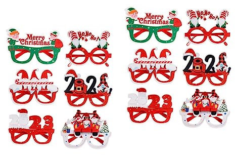 Ciieeo 2 Sätze 2023 Weihnachtsbrille Rahmen Lustige Brille Erwachsene Kinderferngläser Faschingsbrille Weihnachtsdeko Weihnachtsfeier Brillen Weihnachtsfeierbrille Filzstoff 6 Stück * 2