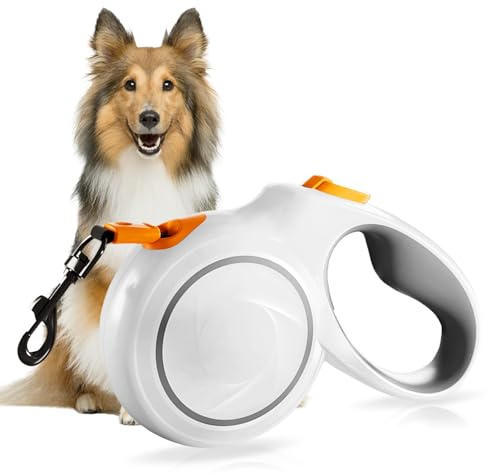 Correa retráctil para perros de 5 m, correa extensible para entrenamiento de perros pequeños, para perros grandes, hasta 50 kg, color naranja