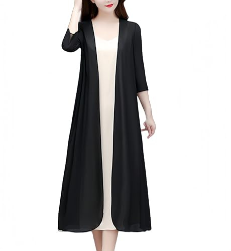 HYBMRQVD Damen Strickjacke,Lange Chiffon Sarongs für Damen Strandmode Leichte Maxi Schal Oberteile Lässig Elegant Shrugs Strand Überwürfe Kleid Überwurf Abend Hochzeit
