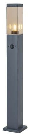 Qazqa Modern außen Pollerleuchte, Wegeleuchte, Pollerlampe für den Garten - Malios - Dunkelgrau, max. 15W, Geeignet für LED, 80cm, IP44, Rechteckig