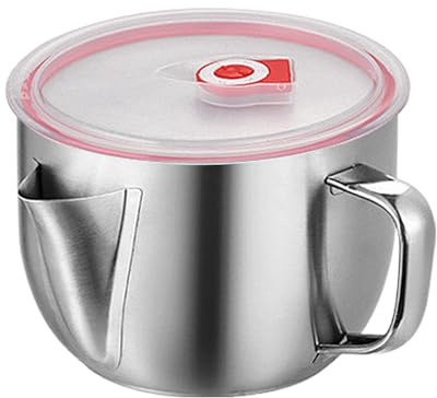 Fat Separator Cup, Grease Strainer Jug, Stainless Steel Kitchen Tool, Easy Pour Handle Heat Resistant Design Ideal for Gravy Drippings Broth Meat Soup, 7.09x4.33 Inches
