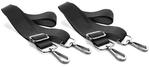 Soiftra Schultergurt für Taschen Schwarz 2 Stück, 2.5cm Breit Taschengurte zum Wechseln, Handtaschen Gurt Einstellbare Länge 75-140 cm mit Silber Karabiner für Taschen,Laptoptasche