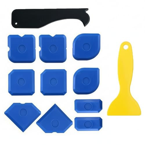 12 Pcs Silicone Caulking Block Spreader Tool Set, Sealant Finishing Smoothing Applicator Mastic Tool Caulk Remover, Reusable Grout Stick Scraper for Kitchen Floor Window & Sink (Blue)​