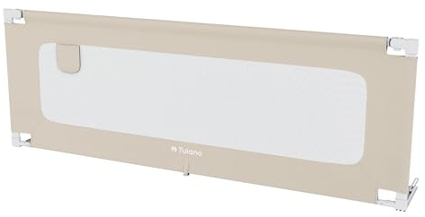 TULANO Cover 40, Bettgitter Kinderbett, Sicherheitsgitter Absenkfunktion, 18-Fach höhenverstellbar, Bettschutzgitter 200 cm, Rausfallschutz Boxspringbett, Für Matratzen 10–28 cm, Weiß-Grau