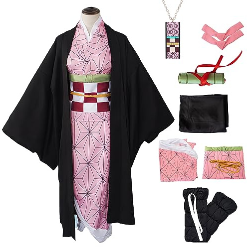 PANMAY Anime Kimono Outfits Pink Robe Japanese Kimono Costume Halloween Cosplay Party (S)