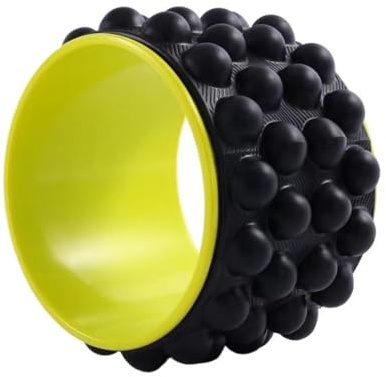 Yoga-Kreisrad Schaumstoff-Yoga-Massagerolle, Yoga-Rad, Rückenstrecker, Rückenmassagegerät, Cracker zur Linderung von Rückenschmerzen, Fitnessgeräte(Black with Yellow)