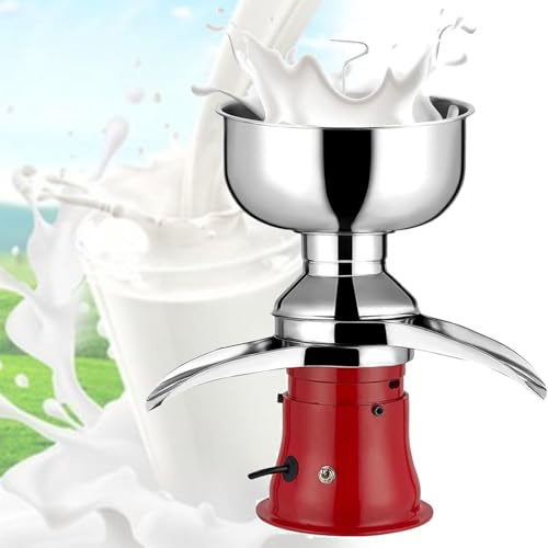 PioMue Écumeuse à Lait électrique, séparateur de Lait et de crème, Acier Inoxydable 304, centrifugeuse silencieuse 50 L/h pour Beurre, Fromage, Yaourt Maison