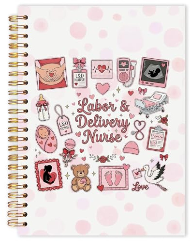 OJMFHEGEE Labor and Delivery Nurse Gifts Spiral Notebook 5.5x8.3 in, NICU Nurse Gifts, Retro Boho Nursing Hardcover Notebook Journal for Women