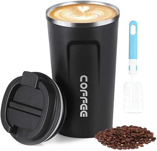 Ansilhus Stainless Steel Vacuum Insulated Travel Coffee Mug, Leak Proof with Lid Keeps Cold and Warm, Suitable for Coffee, Tea and Beer (Black)