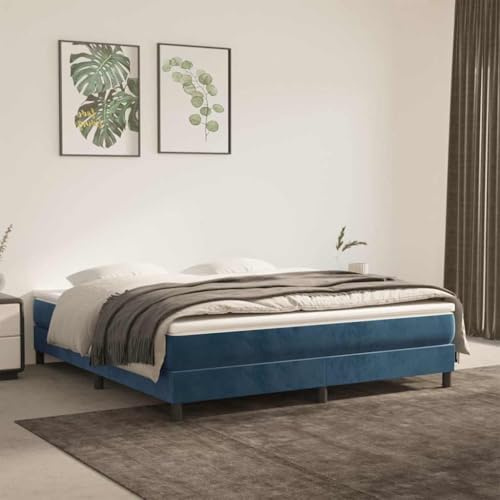 sephironlbb fickfjädermadrass medium mörkblå sammet 160 x 220 x 20 cm med ventilerande överdrag ergonomisk, vändbar, bekväm för rygg- och magsömnare, perfekt som boxfjäder