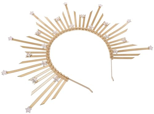 Sonnenstrahlen Stirnband Gold Kunststoff Metall Frauen Halloween Feier | Leichtes Haaraccessoire für Homecoming und Dress Up, Bequem, Tragbar, Einfach und Auszuziehen