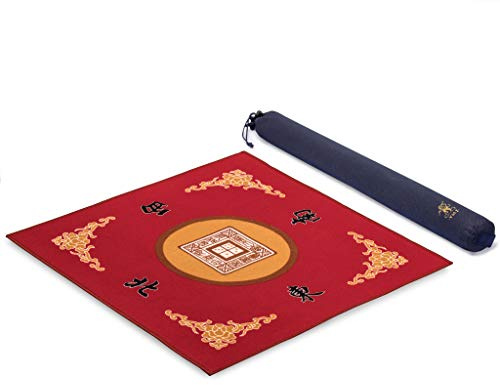 Yellow Mountain Imports Multi-purpose Table Cover for Mahjong, Poker, Card Games, Board Games, Tile Games, and Dominoes - Vibrant Red, 79 centimeters