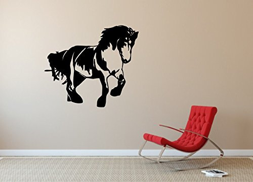 blattwerk-design Wandtattoo, Motiv: Kaltblut, Pferd, Reitsport, Tiermotiv, Verschiedene Größe und Farben (M041 Pink, 520 mm x 450 mm)