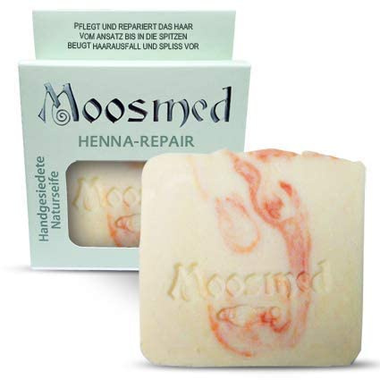 Moosmed Henna Repair Seife 100 g, medizinische Naturseife, handgesiedet | Stückseife mit Henna und Sheabutter für milde, schonende Pflege, ideal für empfindliche und trockene Haut