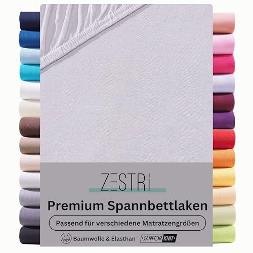 Zestri Premium Boxspringbett Spannbettlaken 180x200cm bis 200x220cm, Silber, Bettlaken für Boxspringbett Wasserbett, bis 40 cm Steghöhe, ÖKO-TEX, 97% Baumwolle 3% Elasthan