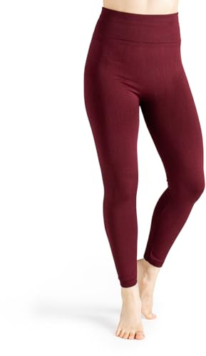 Britt's Knits Women's Fleece Lined Leggings Warm Stretch Tights - Burgundy Small/Medium