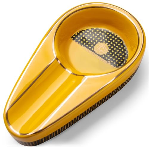 CIGARLOONG Zigarre Aschenbecher Single Classic Ceramic Aschenbecher Außen- oder Innenbereich(Kolorit:Yellow)