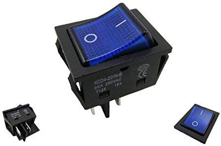 Wippschalter 2-pol EIN-AUS 250V 30A blau beleuchtet (1)