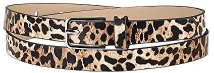 Allegra K Damen Einzelne Dornschließe Niedlich Tierdruck Dünner Kunstleder Taillengürtel Leopard Muster Fit waist 77-94cm/30-37
