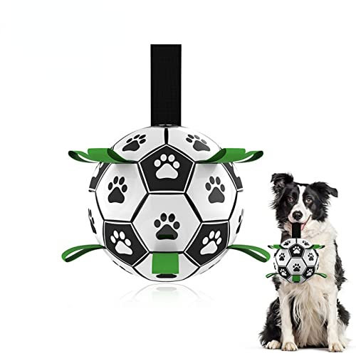 Anoudon Hundespielzeug, interaktiver Fußball, dauerhafter Hundefußball mit Griff Tabs, interaktive Hundebälle, Trainingsball mit Pumpe für kleine Hunde und mittlere Rassen