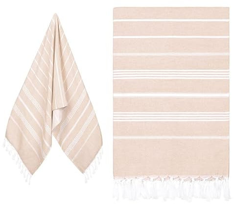 Eucomir Türkischer Strandtuch,Hamamtuch Strandtuch180x90CM für Erwachsene und Kind,Strandtuch Groß,Strandhandtuch,Schnell Trockenes Handtuch,für Strand/Schwimmen/Yoga/Reisen,Karamellfarbe