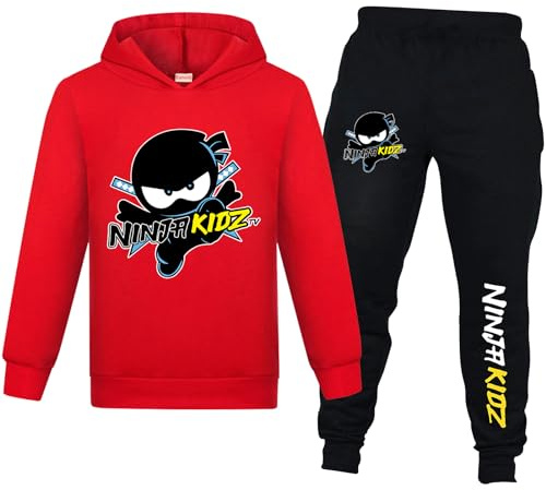 Banxidi Ninja Kidz Boys Tracksuit Hoodies Kids Sweatshirt Long Sleeve for 2-piece Sets Sportswear Clothing 2-13Years red-130CM