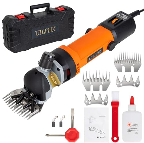 Sheep Shears Electric 850W Professional Heavy Duty Shearing Clipper with 6 Speed, for Shaving Fur Wool in Sheep, Goat, Cattle, and Other Farm Livestock Pet, with Carrying Case and Spare Blade