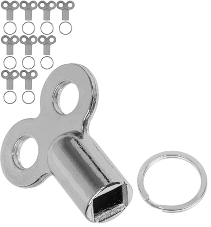 Heizkörper Entlüftungsschlüssel Set, 10 Pack, in Silber, mit Schlüsselring, Vierkant Schlüssel für 5 mm Kantenlänge Heizkörper Ventile, Heizungsentlüftungsschlüssel, Heizungsentlüfter Spaltring Kit