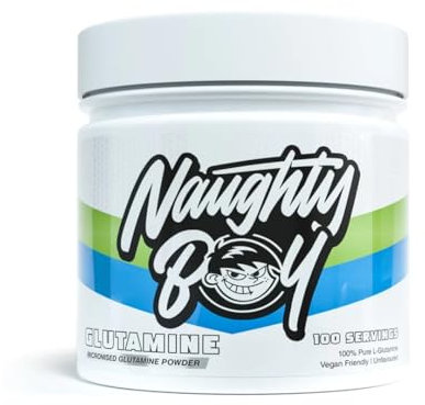 Naughty Boy L-Glutamine Powder, Micronised, Unflavoured and Vegan Friendly. Suitable for All Adults, 100 Servings.