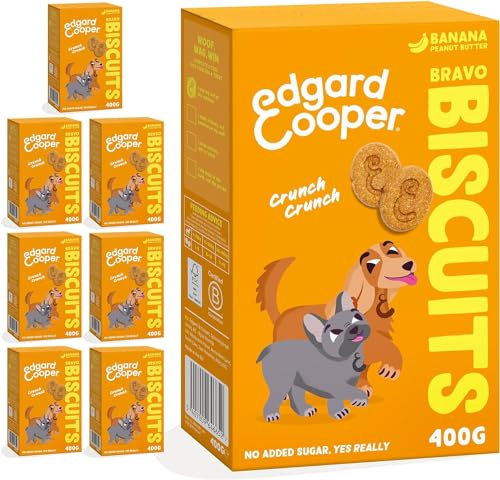 Edgard Cooper Hundeleckerli, Bravo Biscuits Banane, 400g x 7 Adult Welpen Leckerlis, Getreidefrei, Pflanzenbasiert, voller Obst und ohne Zuckerzusatz