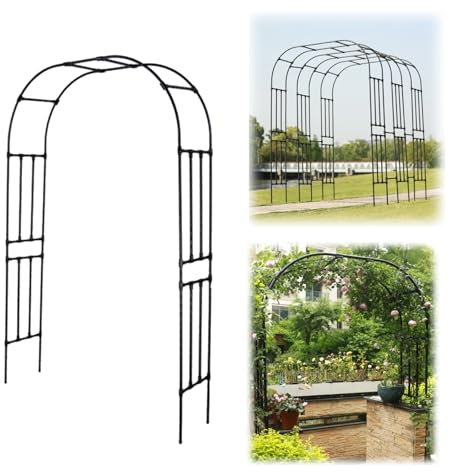 Arco per Rose Rampicanti da Giardino Metallo Arco Padiglioni Larghezza 120-320cm Altezza 240cm Interni Esterni Grande Arco da Giardino(Black,320x240cm/10.5x7.9ft)