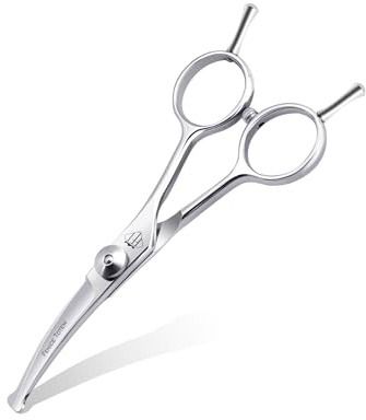 Fenice Totem Dog Grooming Scissors: 4.75 Pet Curved Shears Made of Advanced JP440C Stainless Steel Alloy for Trimming Dogs Cats and Other Pets Face and Paws