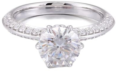 Epinki Echt Goldschmuck, 9K Au375 Weiß Gold Ringe, Klassiker 6 Klaue Solitärring mit Rund 2ct Moissanit, Gold 750 Pärchen Ringe Hochzeitsring Verlobungsring Gr.51 (16.2)