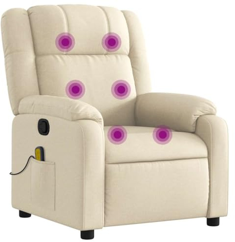 vidaXL Massagefåtölj krämfärgad tyg