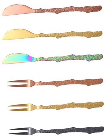 BIUDECO 6stücke Edelstahlgabeln Zweizinkige Gabeln Für Obst Dessertmesser Mondkuchenmesser Essensspieße Für Vorspeisen Cocktails Salate
