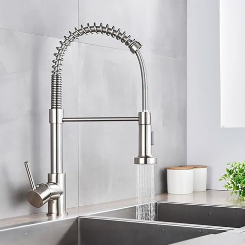 Voltix Rubinetto Lavello Cucina con Doccetta, Miscelatore Cucina, Acciaio Inox ad Alta Pressione, Orientabile a 360°, Monocomando, Rubinetti per Lavelli da Cucina