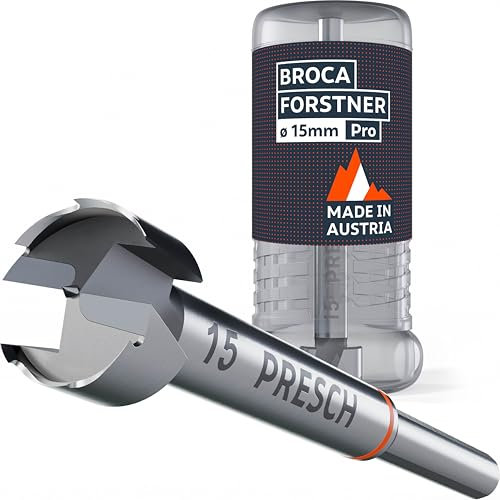Presch Mèches Forstner Ø 15mm - Coupe-trou ultra tranchant et durable - Pointe de centrage de haute précision pour des trous ronds parfaits - Performance fiable avec une longévité optimisée