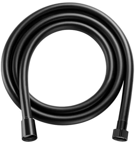 PVC-Brauseschlauch, glatt, 3 m, mit verdrehsicherem Messinganschluss, universal, flexibel, auslaufsicher, Schlauch für Duschkopf, Schwarz