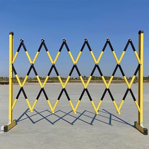 asdchZen Verkehrszaun, Verstellbarer Verkehrszaun, Einziehbares Einfahrtstor, Flexibles Mobiles Absperrtor, Langlebige Sicherheitsabsperrung Aus Stahl Mit Rollen,Black,1.2x3.5m