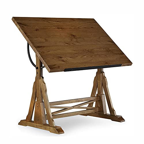 Zeichentische, Zeichentisch, Zeichentische Amerikanischer Schreibtisch Design-Schreibtisch Maltisch Staffelei aus Massivholz Designer-Maltisch Schreibtisch aus Massivholz (Farbe: Natur, Größ