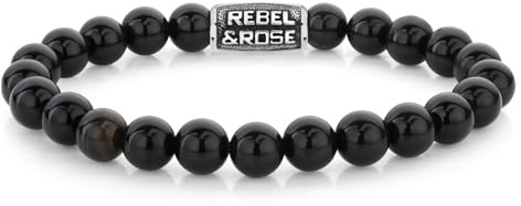 Rebel & Rose Herren-Armband Black Velvet Vintage 8 mm RR-80102-V