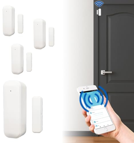 LED ATOMANT 4X Sensor Apertura Puerta y Ventana WiFi con Aviso Movil | Compatible con Alexa y Google Home