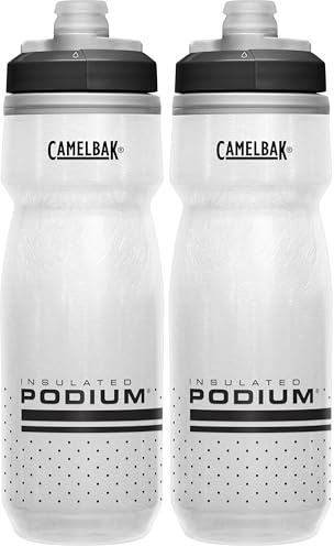CAMELBAK PODIUM CHILL 21oz Fahrrad Trinkflasche – selbstschließender Verschluss – auslaufsicher – einfache Reinigung – passt in viele Flaschenhalter – White/Black, Größe: OS (Packung mit 2)