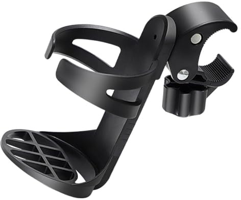 FONDOTIN Portavasos Negro para Andador y Silla de Ruedas Soporte Resistente de Pp que Evita Derrames, Adecuado para Botellas y Latas en Scooters y Carritos