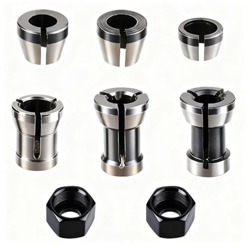 cddcwz 8 pezzi Set di pinze di serraggio, 6 adattatori di serraggio | (6 mm, 6,35 mm, 8 mm) e 2 dadi, pinze di precisione per incisione e lavorazione del legno